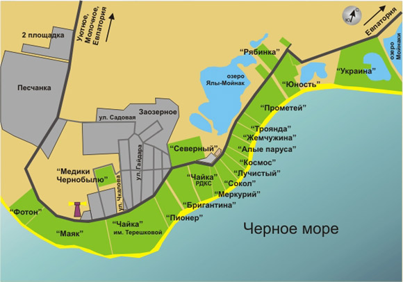 Карта поселка Заозерное, Евпатория
